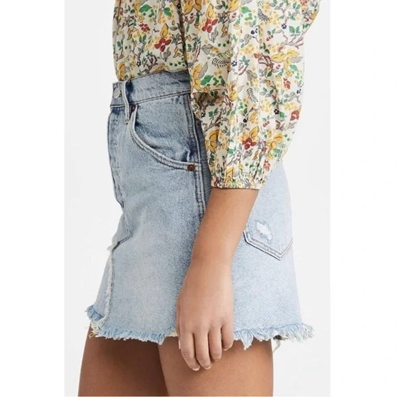 🥳HP🥳 Free People Brea Cutoff Mini Skirt in Mile High Blue - Picture 4 of 10
